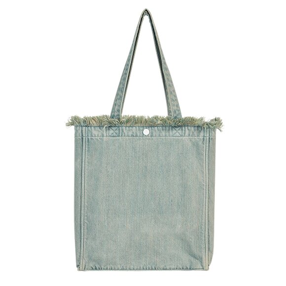 Brand New Clearance - Forest-Inspired Green Fringe Boho Denim Tote Bag - Picture 1 of 8